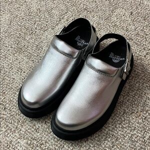 Dr. Martens Silver Mules